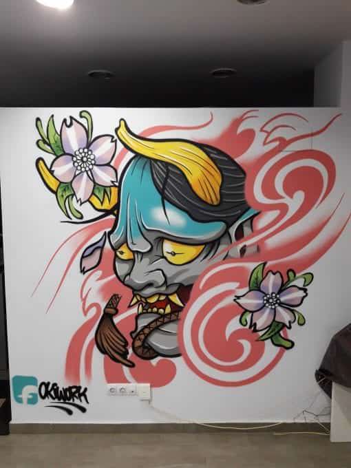 Graffiti tienda de tattoos, trabajo de Okiwork