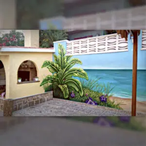 Mural (trampantojo) de estilo paisajístico.