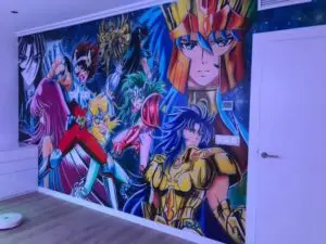 Mural Caballeros del Zodiaco en Habitación