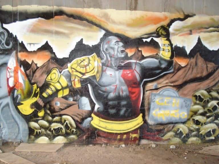 Graffiti God of war, trabajo de Airam Guerra Segura