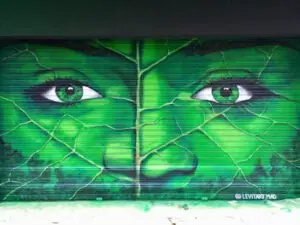 Mural en persiana metálica: Bioface