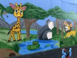 Decoración fachada para los niños de colegio Calasanz
