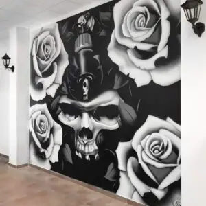 Mural realista: Skull & Roses