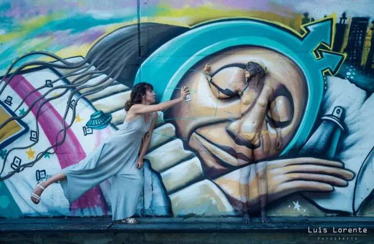 Body painting graffiti Zaragoza, trabajo de Leticia Hidalgo
