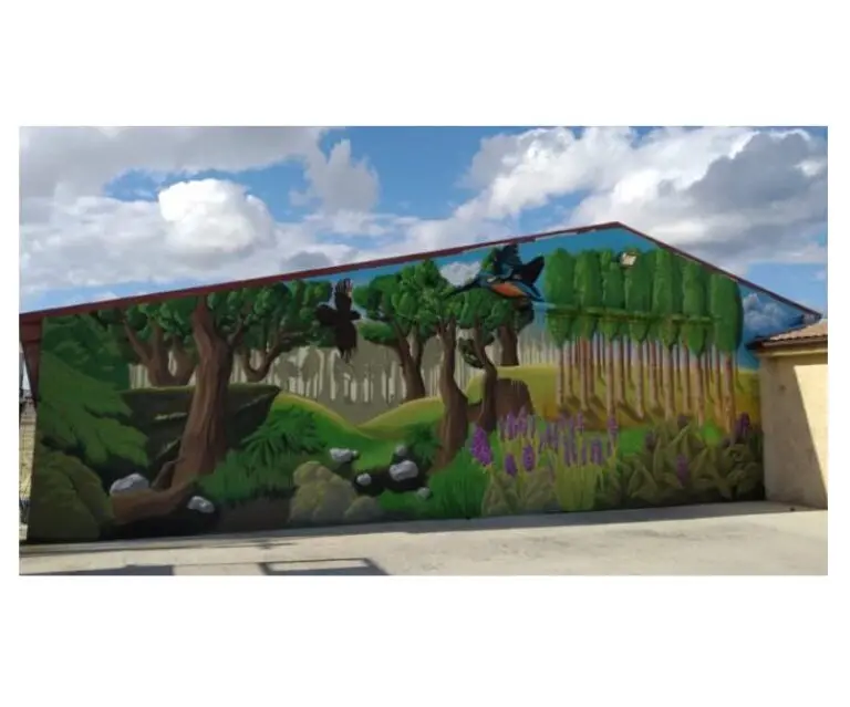 Mural: Decoración nave con graffiti en Miedes (Zaragoza)