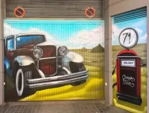 Graffiti en garaje Turia