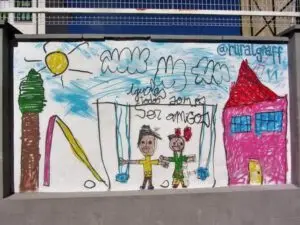 Graffiti mural dibujo infantil
