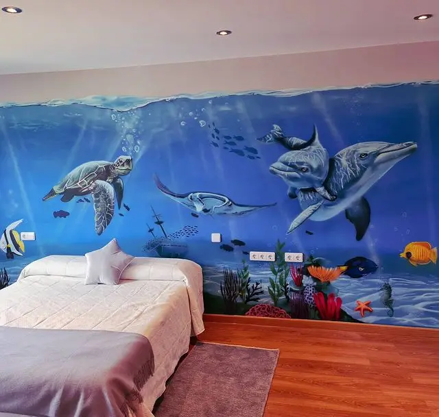Mural habitación infantil del fondo marino