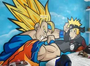 Habitación infantil con mural de Dragon Ball