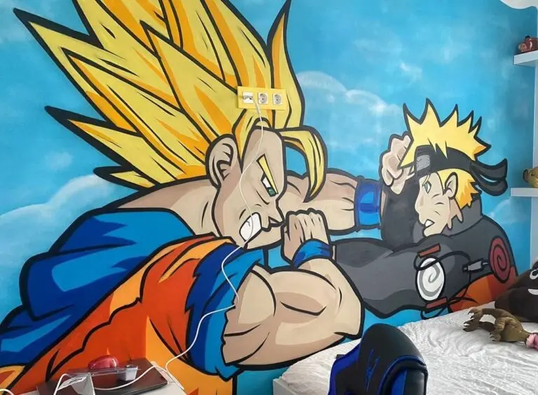 Habitación infantil con mural de Dragon Ball