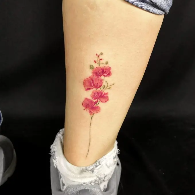 Tatuaje Orquídeas a color, trabajo de Jimena Outon Martinez
