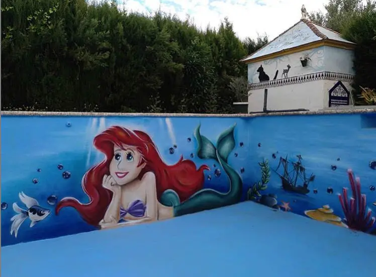 Mural piscina con la sirenita