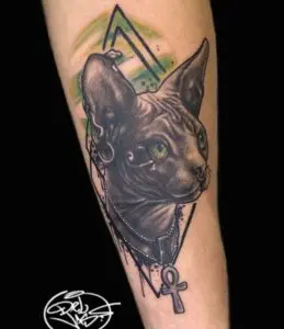 Tatuaje en el brazo de un gato egipcio — Tatuajes realistas