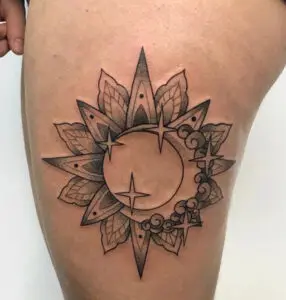 Tatuaje Dotwork de un mandala