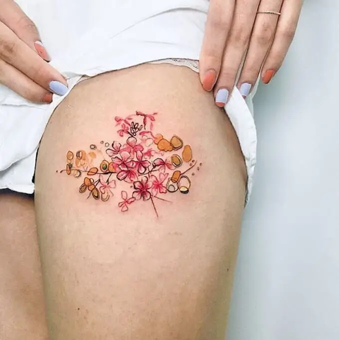 Tatuaje floral, trabajo de Estudio El Salado
