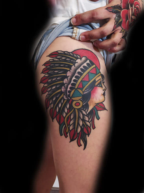Tatuaje Tradicional - India, trabajo de Mallorca Tattoo